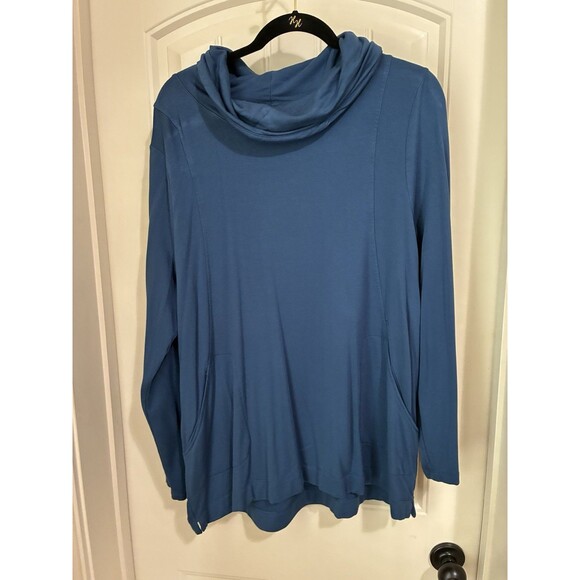 Chico's Womens Cowl Neck Teal Blue Pullover Top  Sz 3 or XL - Picture 1 of 2